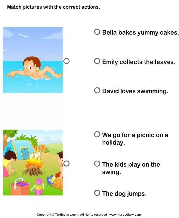 Match the pictures with the text. Beach задания для детей matching. Действия Worksheet. Action Worksheets for Kids для малышей. Английский язык Match the Words with the pictures.