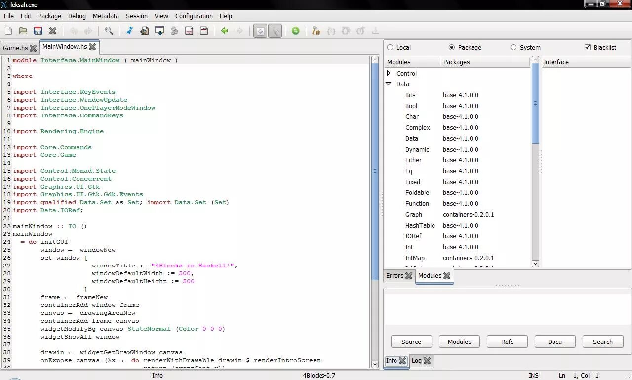 Модуль в Haskell. Leksah. Leksah Haskell для Windows. Haskell interface.