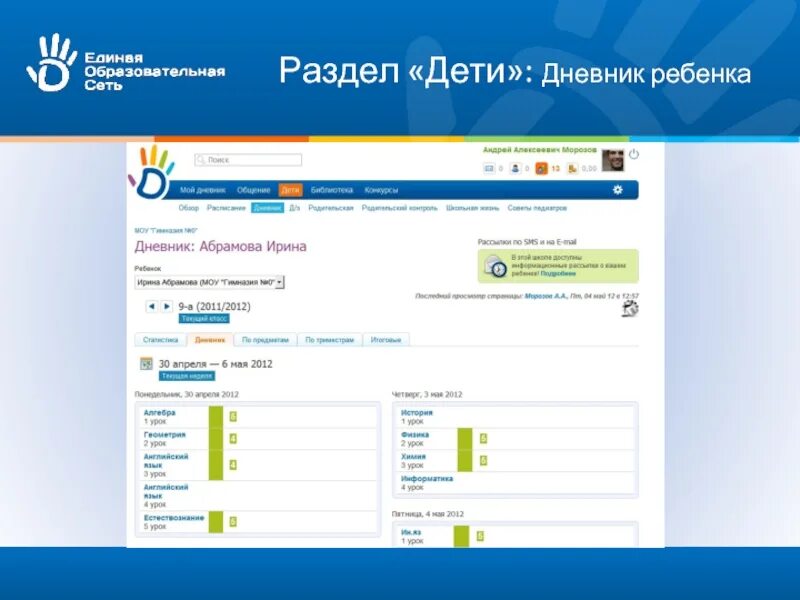 Дневник ру. Интерфейс электронного журнала. Раздел дневник ребенка. Как добавить второго ребенка в дневник ру. Как зарегистрировать ребенка в электронном дневнике