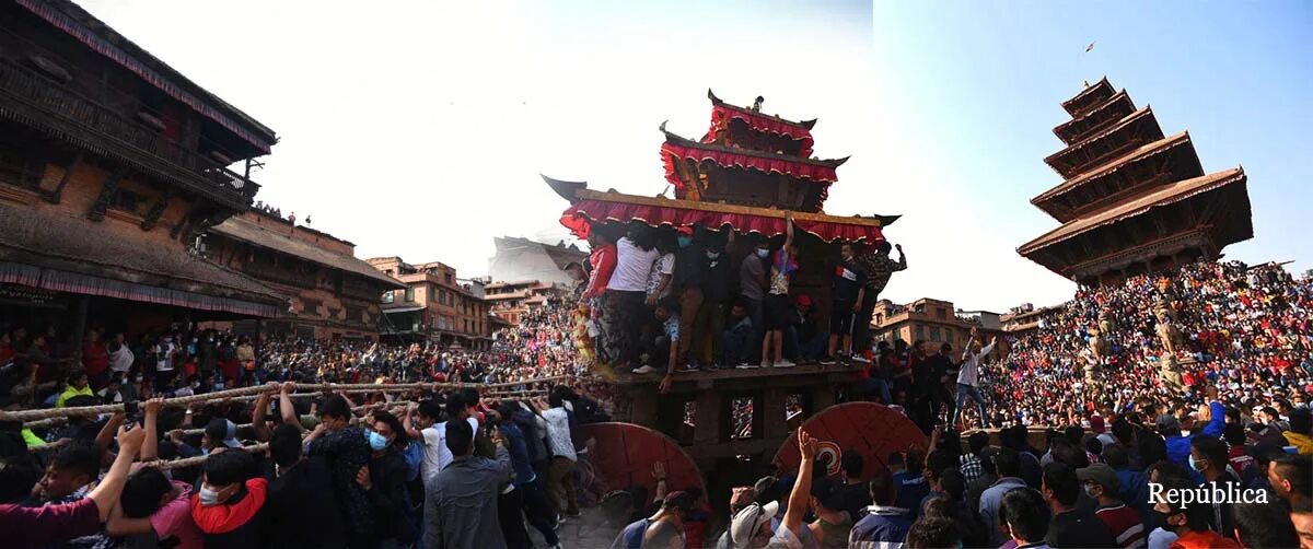 Бискет джатра. Бискет джатра в непале. фестиваль бискет джатра бхактапур. бхактапур непал фестиваль. индра джатра.