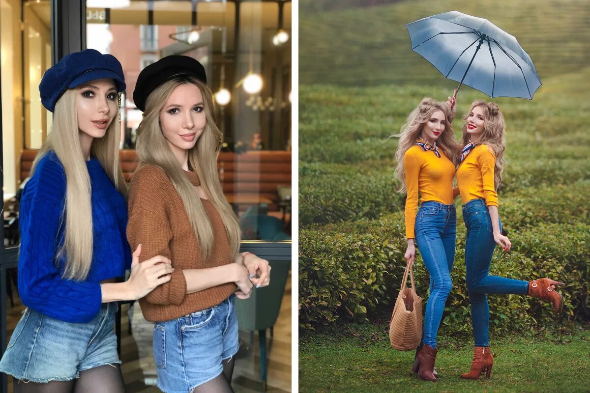 Как быть похожей на русскую. Девушки одинаково одеты. Двойники женщины. Сестры Близнецы. Украинские близняшки.
