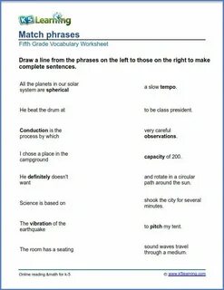 Sentences vocabulary