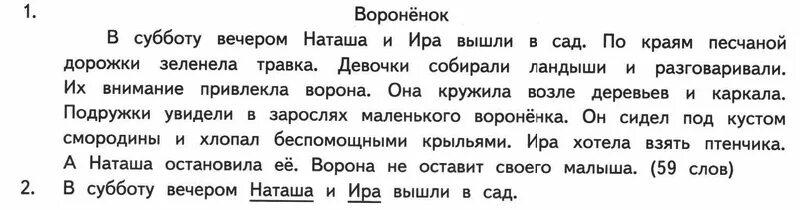 Впр 3 класса 2019 года. Диктант вороненок 3 класс. В субботу вечером Наташа и Ира вышли в сад. Диктант про вороненка 4 класс. Диктант в саду 3 класс.