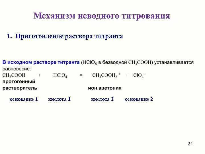 Способы приготовления растворов титрантов. Приготовление раствора для титрования. Схема неводного титрования. Методы неводного титрования.