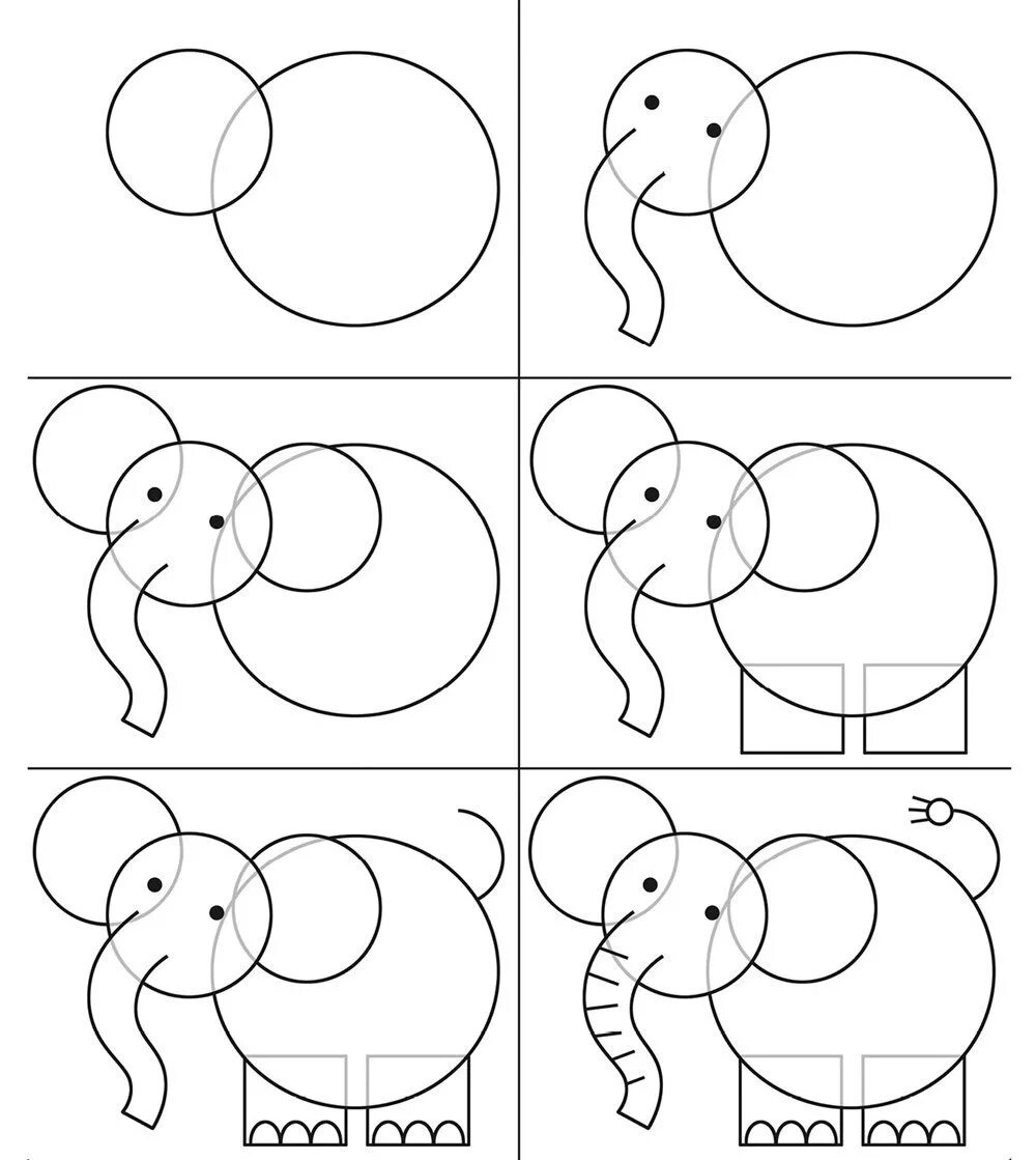 Пошаговые уроки с нуля. Рисунок слона карандашом для детей. Поэтапное рисование слона. Для рисования пошагово слона. Пошаговое рисование для дошкольников.