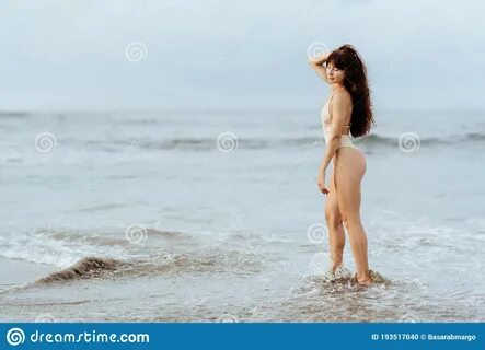 Woman in Bikini Posing Behind Blue Ocean Stock Photo - Image of face, fashi...
