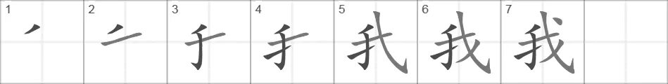 Как будет на китайском возвращаться. Иероглиф я на китайском порядок написания. Порядок написания иероглифа 我. Иероглиф wo на китайском. Написание китайских иероглифов по чертам я.