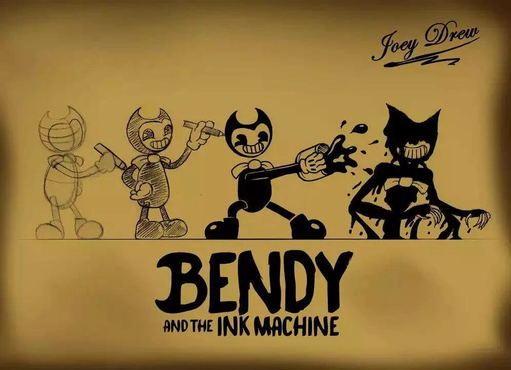 БЕНДИ из игры Bendy and the Ink Machine. Наклейки БЕНДИ И чернильная машина. БЕНДИ чернила машина. Плакаты БЕНДИ. Комиксы чернильная машина