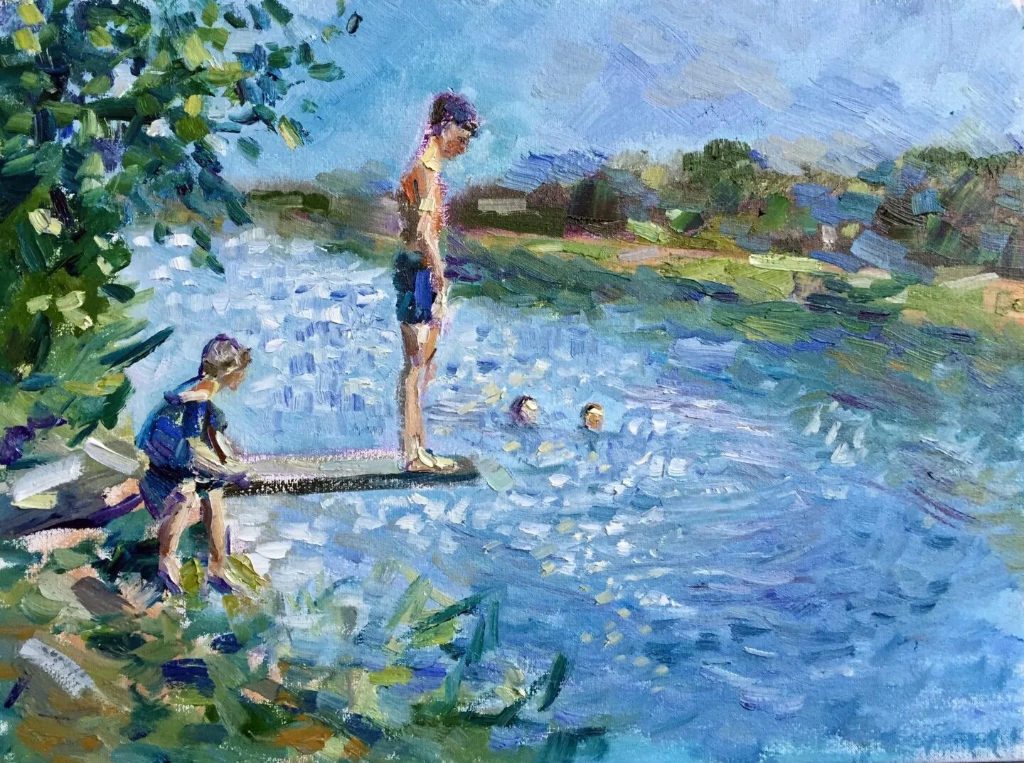 Мальчишки на реке. Мальчики на речке голубой. Прыгалки картины художников. Картины прыжок в реку.
