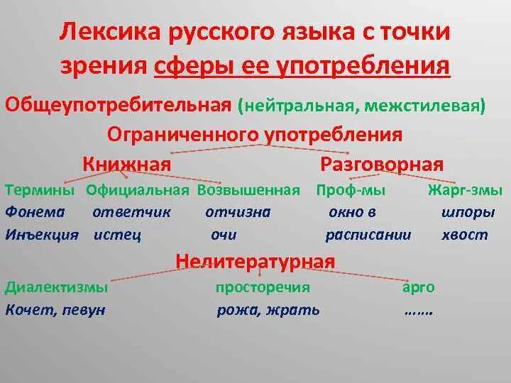 Россия лексика. Лексика русского языка с точки зрения сферы употребления. Лексика с точки зрения ее употребления. Лексика с точки зрения употре. Русская лексика с точки зрения употребления.