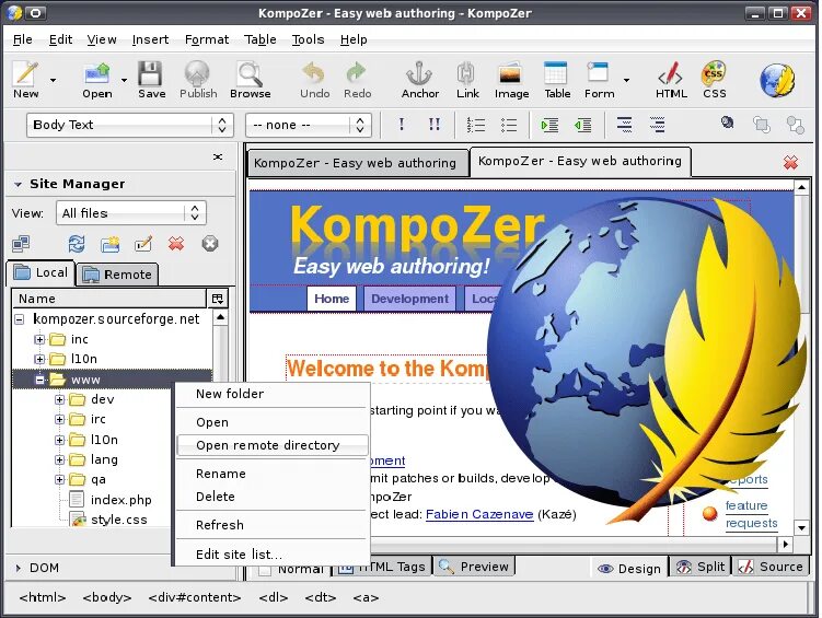 KOMPOZER. Визуальный редактор веб-страниц. Редакторы для создания веб страниц. Программа композер.