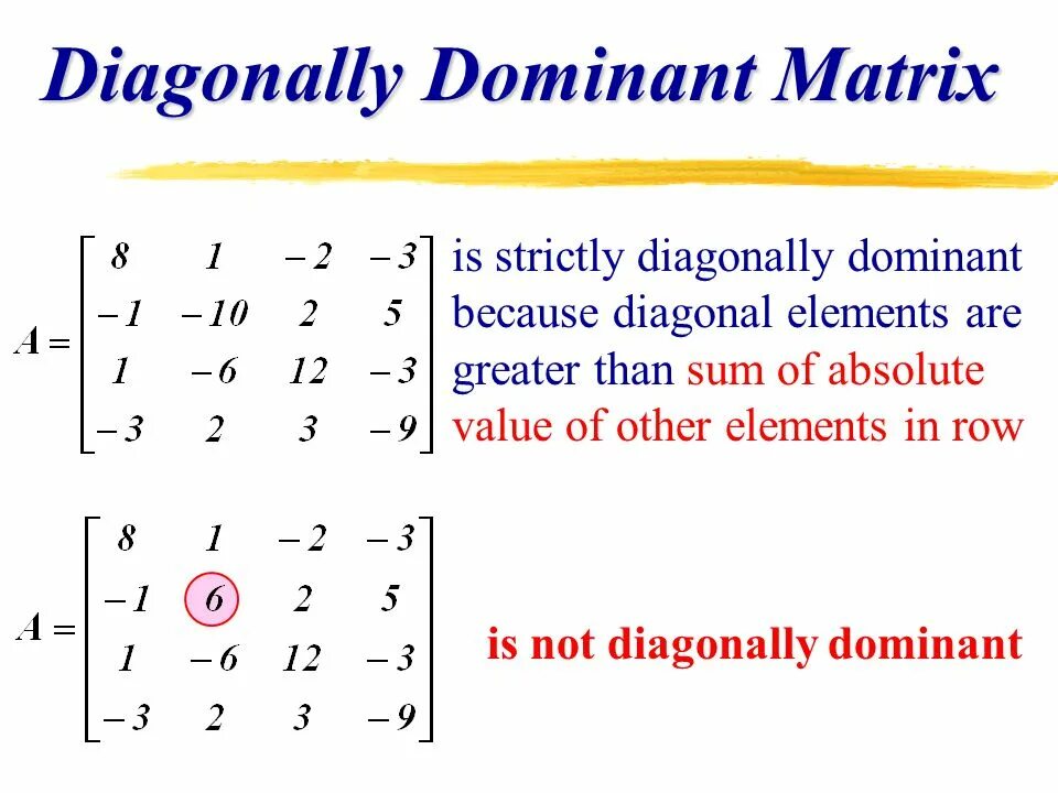 Diagonal matrices. Diagonally. diagonal matrix. symmetric diagonal dominant. weakly chained diagonally dominant matrix.