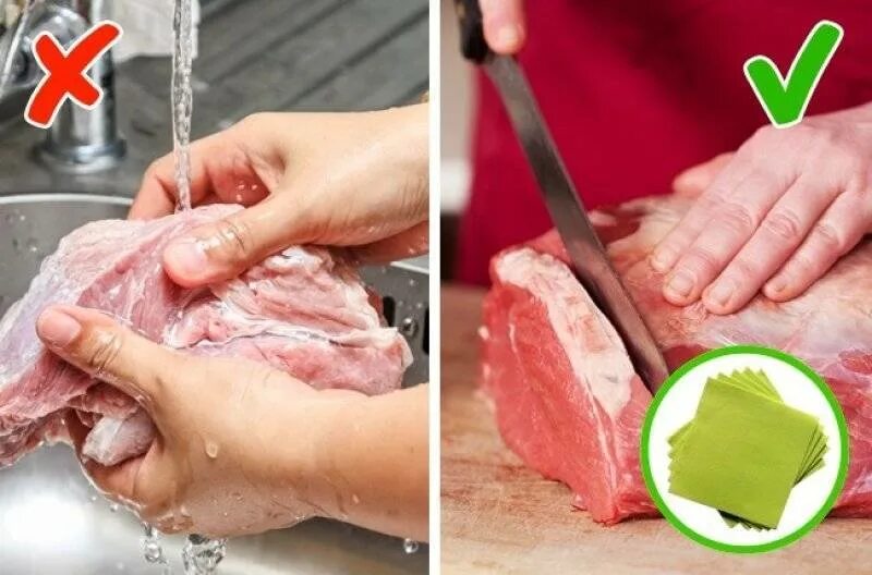 Можно ли мыть мясо. Мытье мясной продукции.