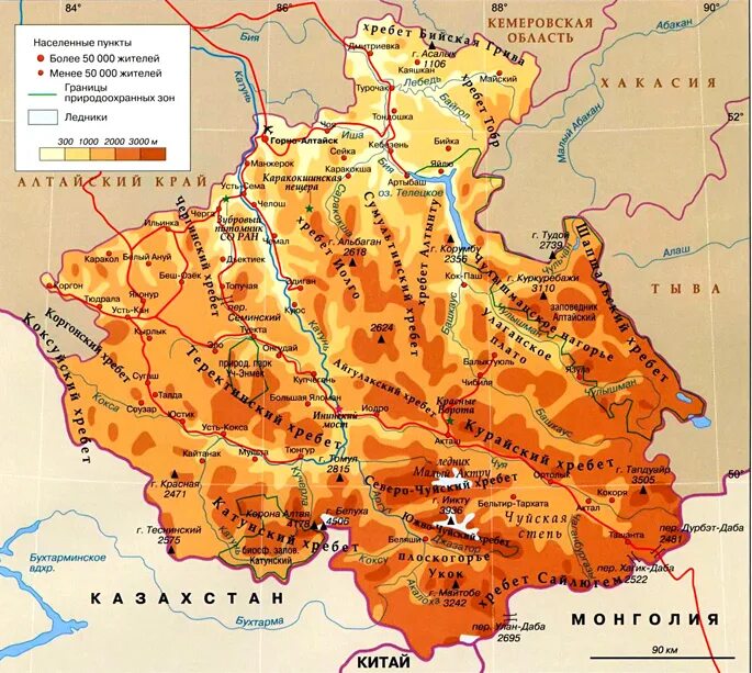 Алтай в какой части россии. Физическая карта горного Алтая. Карта рельефа Республики Алтай. Физическая карта Республики Алтай. Алтай границы на карте.