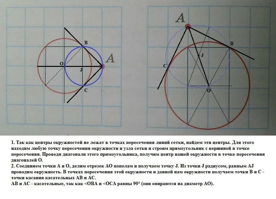 Центр данной окружности это точка пересечения