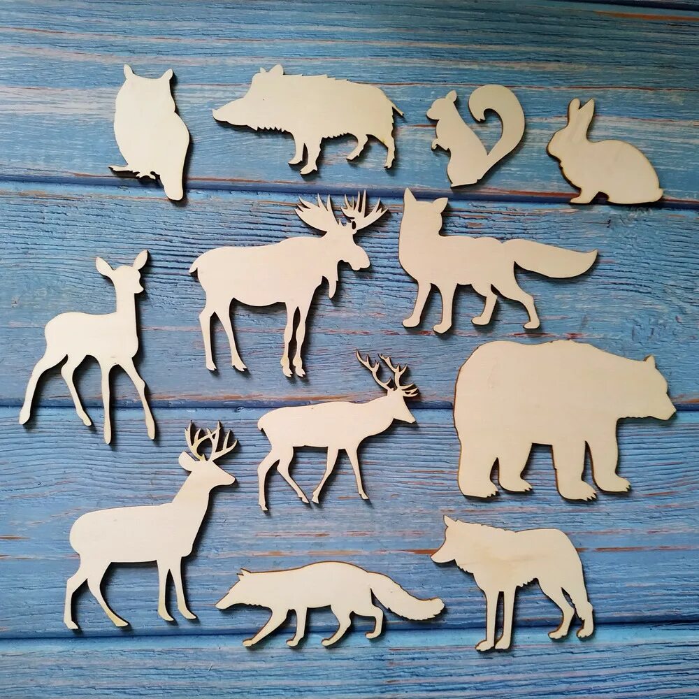 Заготовки животных. Заготовки животных. Carving "доски мини" 12х8,8х0,4 см 6 шт вд-027. Фигуры животных из фанеры. Фигуры животных для вырезания.