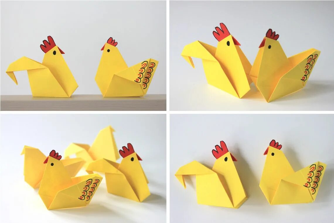 Бумажные курочки. Оригами курица. Курочка оригами из бумаги для детей. Курица из оригами. Курочки поделка оригами.