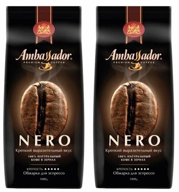 Кофе ambassador nero. Кофе в зёрнах Неро Амбассадор. Кофе Ambassador Nero 1000 г. Амбассадор Неро кофе 1 кг. Кофе в зернах Ambassador Nero, 1000г.