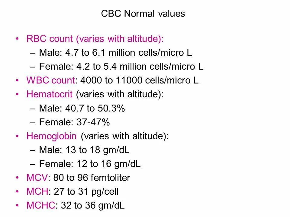 CBC normal values. Normal RBC count. Complete Blood count normal. Complete Blood count normal values.