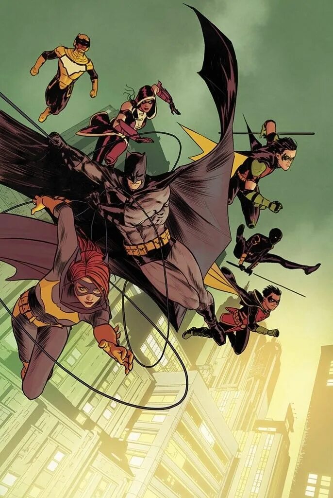 ДС Бэтсемья. Bat Family Art. DC Rebirth bat Family. Бэт семья.