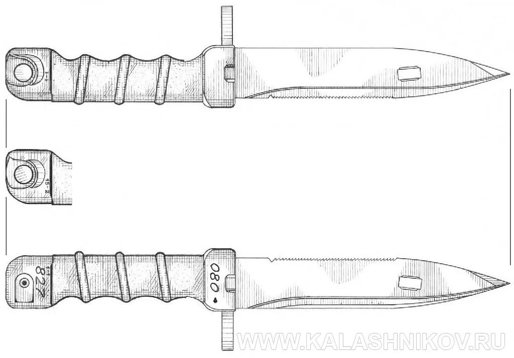 Штык нож 6x5 характеристики размеры схема чертеж AK bayonets