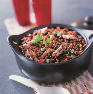Rougail de saucisses aux lentilles. 