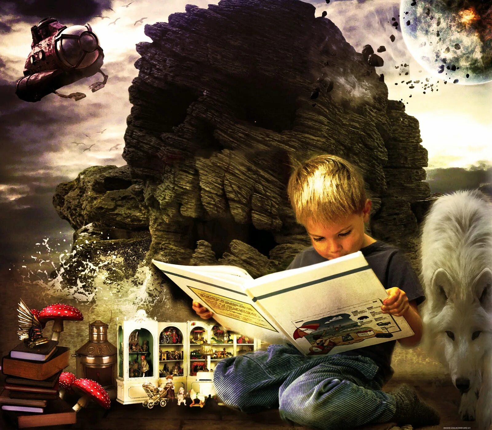 Ее волшебная книга. Фантазия ребенка. Воображение детей. Волшебство чтения. Книга Волшебный мир.