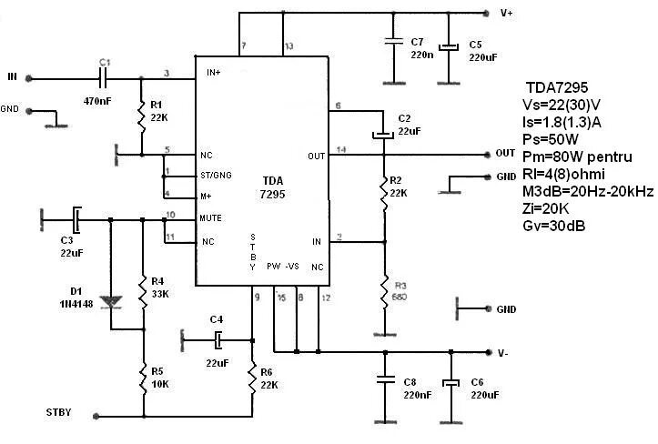Схема подключения микросхемы tda 7295 Схема подключения микросхемы tda 7295