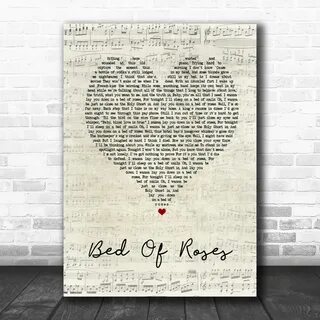Bed Of Roses Grey Heart Song Lyric Quote Print.