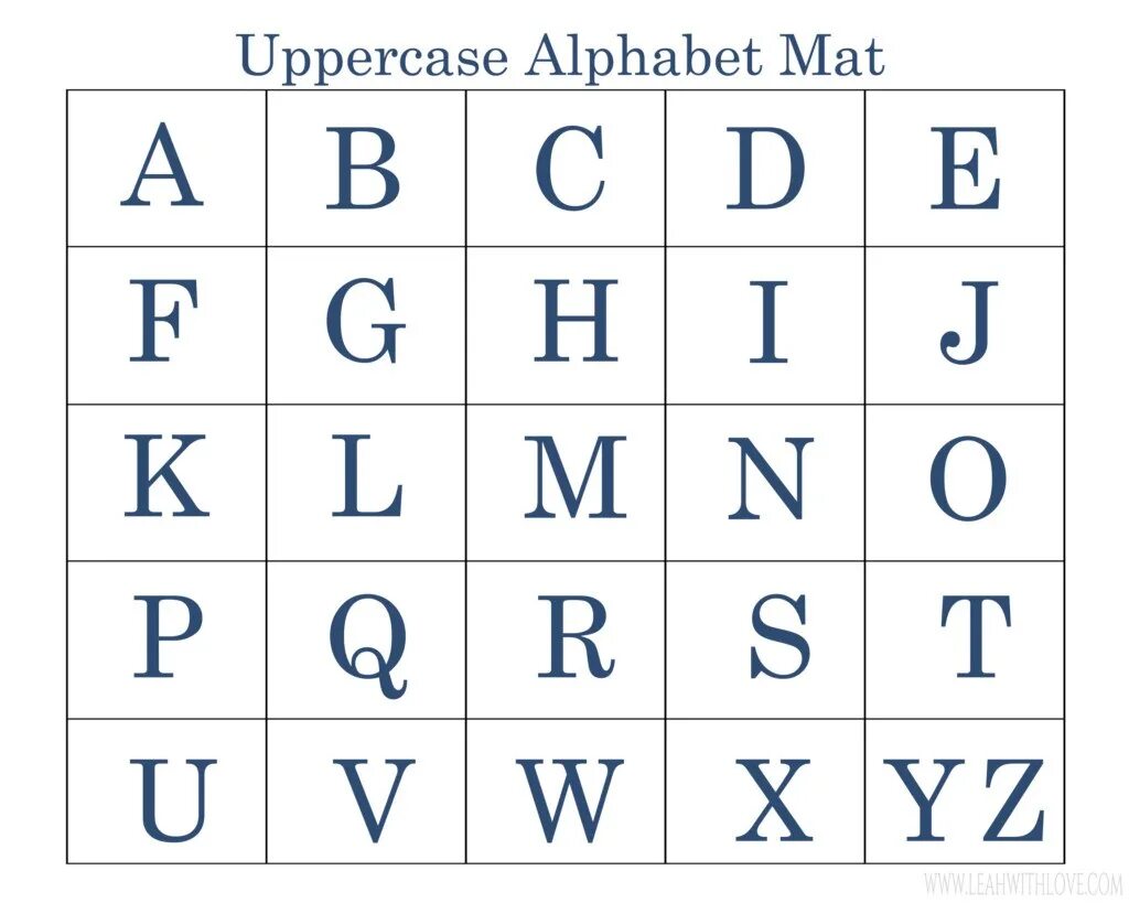 Upper case letters