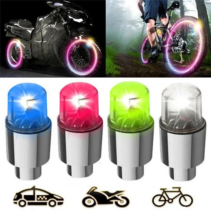 Светодиодные колпачки. 2pcs Bike car Motorcycle Wheel Tire Valve cap Flash led Light Lamp Accessories. Колпаки велосипедные. Колпаки на велосипедные колеса. Светодиодные покрышки на велосипед.