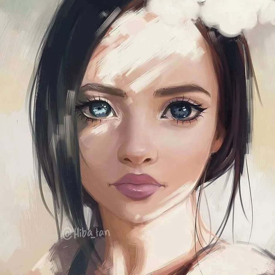 Аватарка девушка нарисованная. Hiba tan художник. Рисунок девушки. Красивые мультяшные девочки.