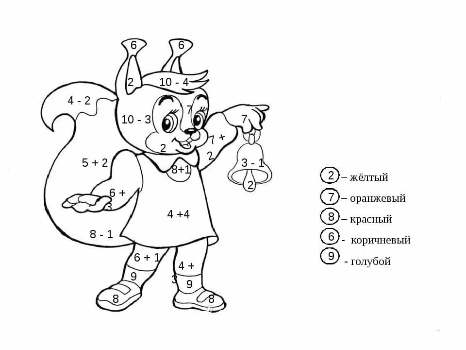 Математическая раскраска. Рисунок с примерами до 10. Раскраска с примерами для дошкольников. Математические раскраски фото. Решение примеров раскраска