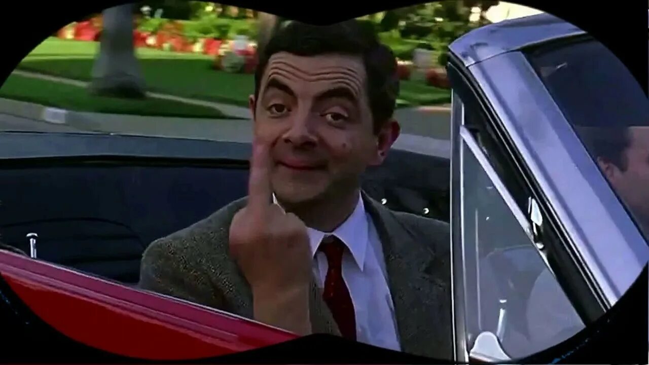 мистер бин средний палец. мистер бин в кабриолете. мистер бин фак. мистер бин фак гиф. мистер бин фак.