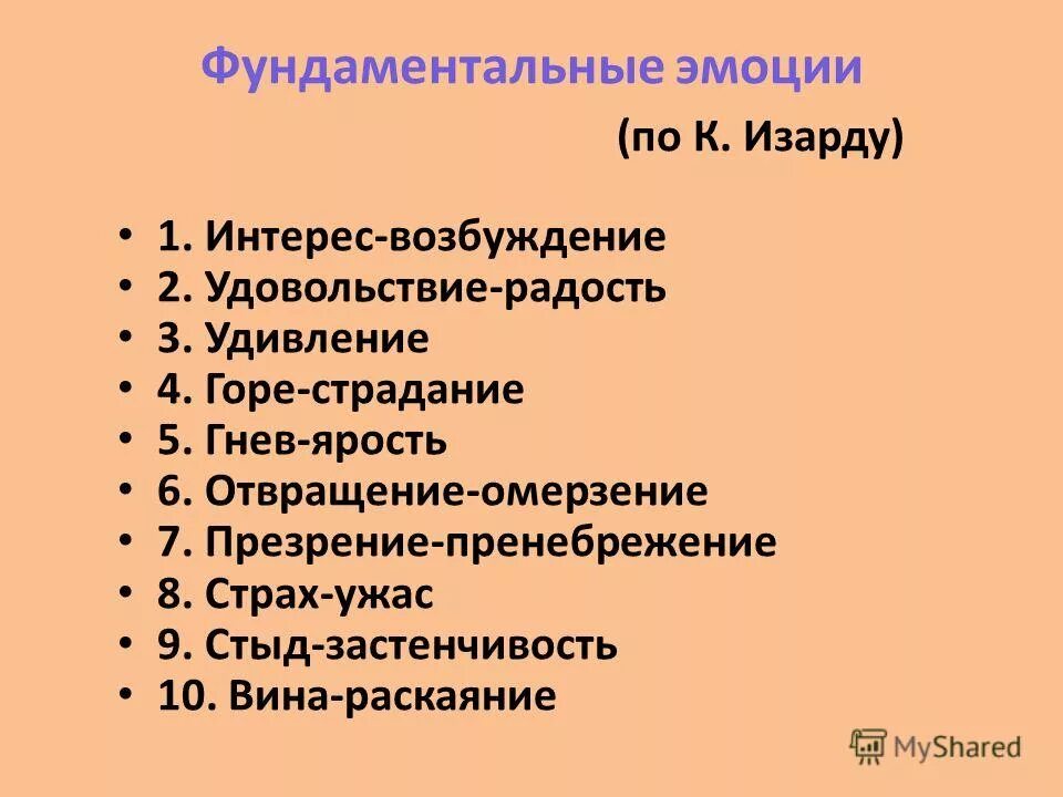 Дифференциальные эмоции изарда. Дифференциальные эмоции изарда