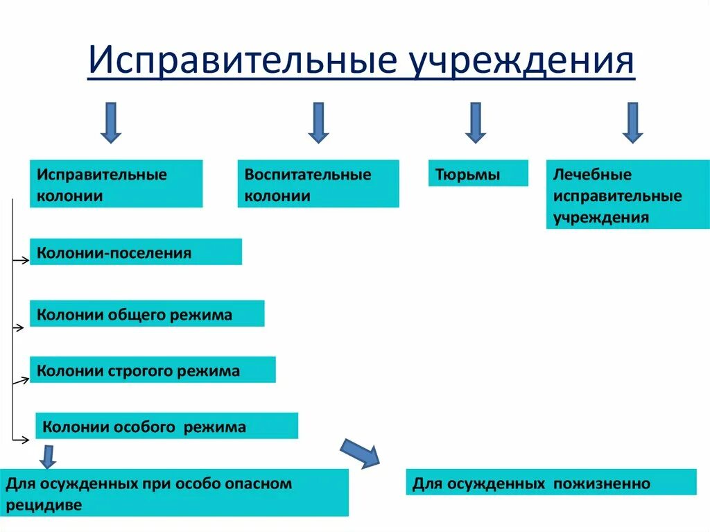 Какие есть исправительные учреждения