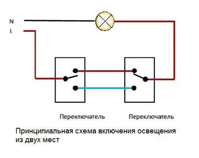 Схема выключателей с двух разных мест