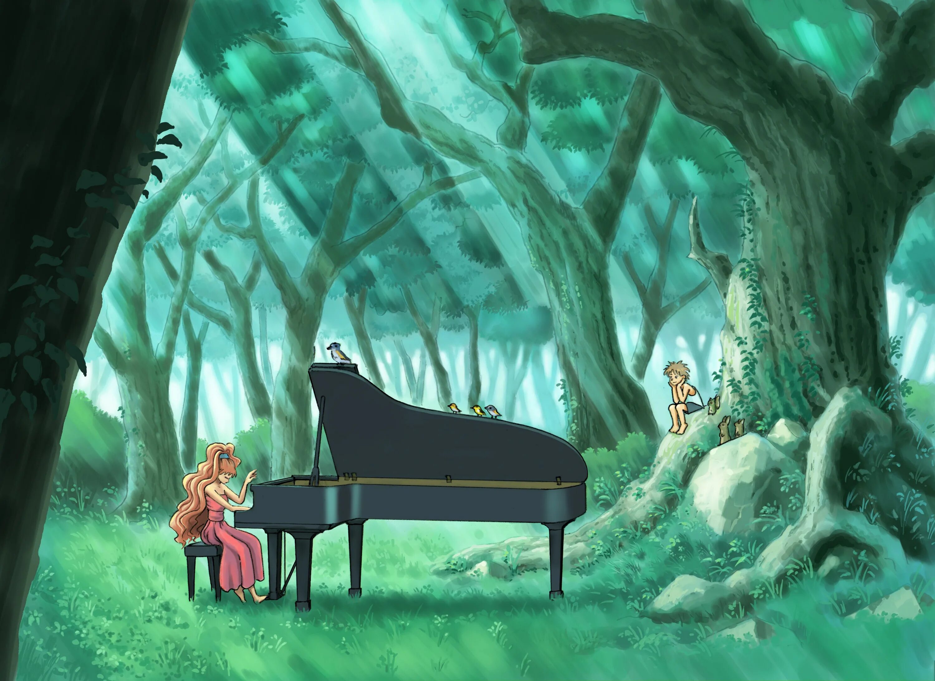 Фортепиано в лесу. Грустная мелодия для фона