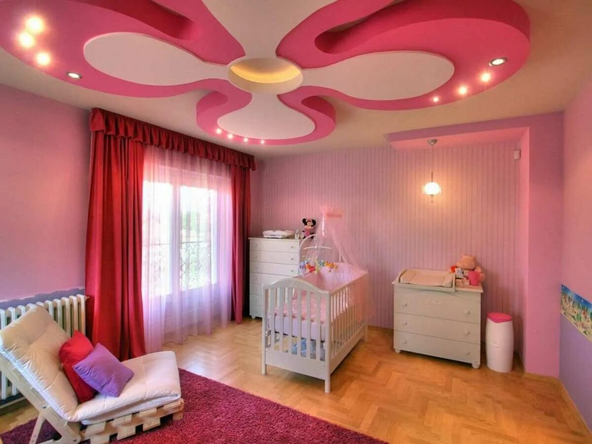 Натяжной потолок в комнате. Оформление потолка в комнате. Оформление потолка в комнате. Подсветка в детской комнате на потолке. Оформление потолка в комнате.