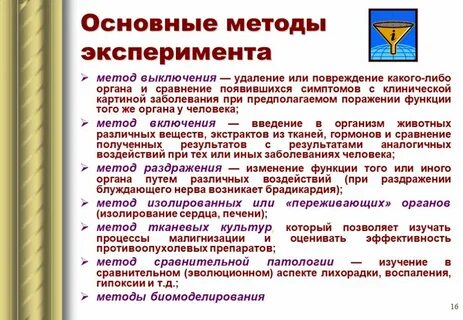 Методы проведения эксперимента