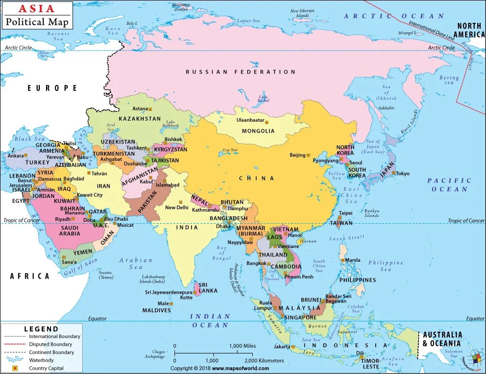 Азия. Политическая карат Азии. Карта Азии. Asia на карте.