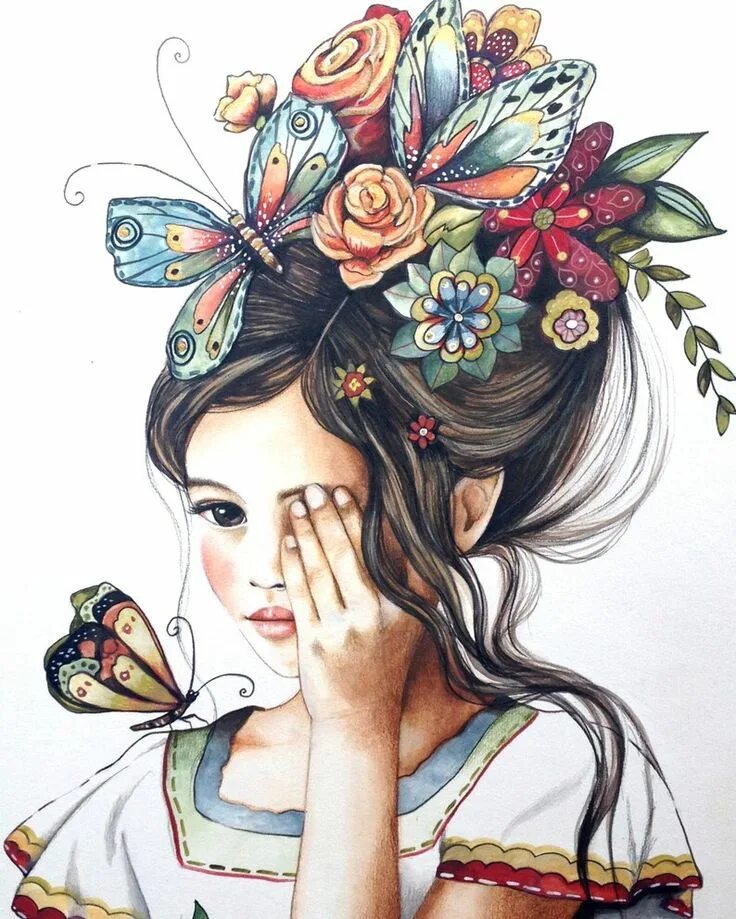 Woman is art. Клаудия Трембле (Claudia Tremblay). Красивая девушка рисунок. Девочка с цветами. Нарисовать девушку.