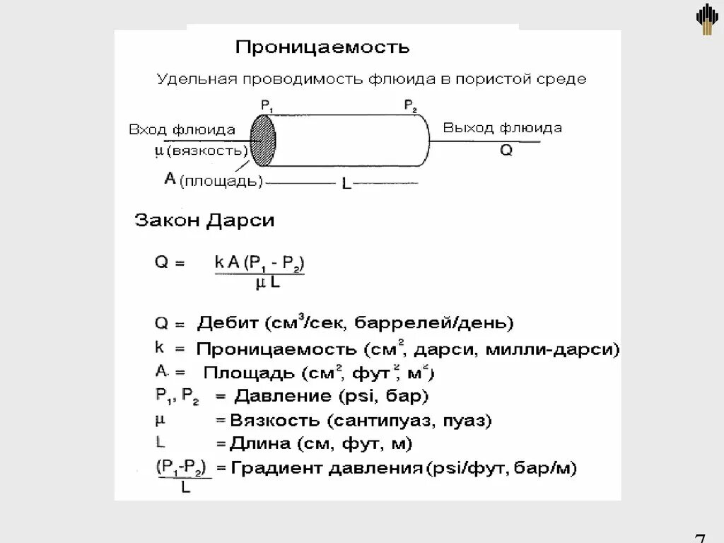 Закон дарси формула. Формула линейной фильтрации дарси. закон дарси проницаемость. закон дарси для дебита скважины.
