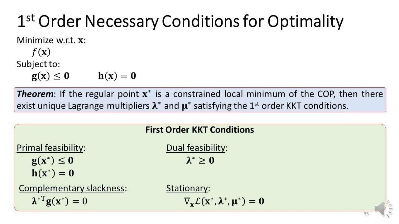 Optimality condition. Second-order conditioning. Sufficient condition for derivability. First order condition for a Representative.