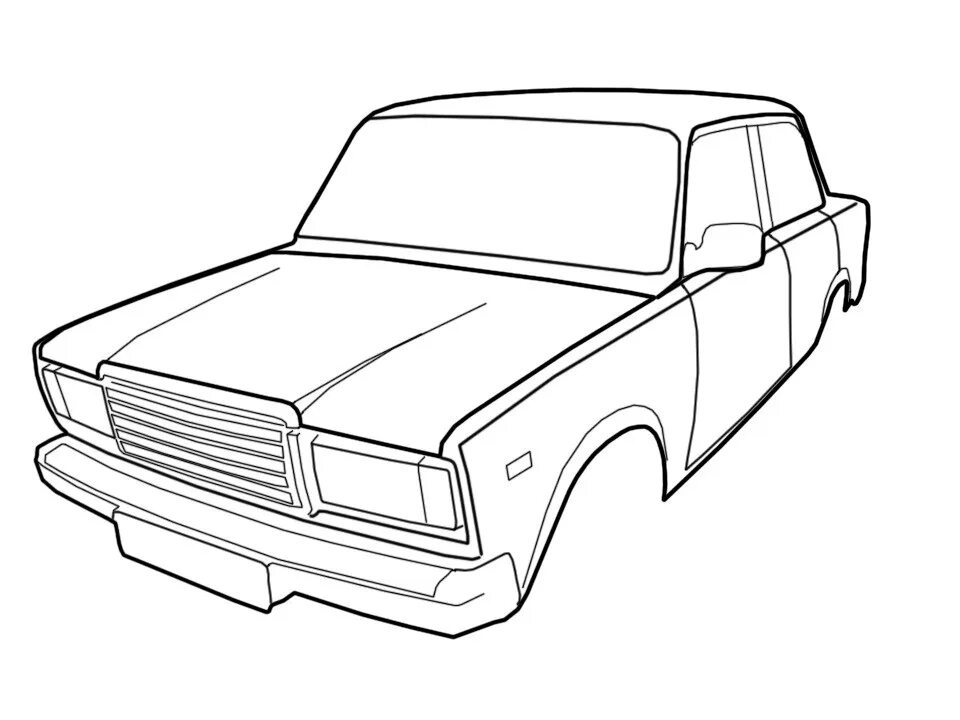 ВАЗ 2107 чб спереди. Семерка ВАЗ 2107 раскраска.