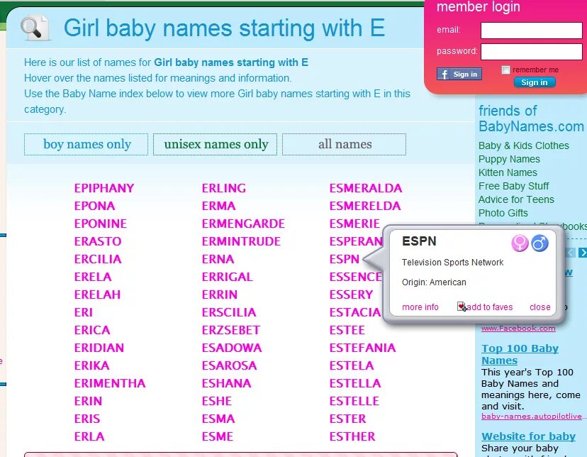 Name start program name. Names for girls. American girl names. Names starting with e. American girl naems.