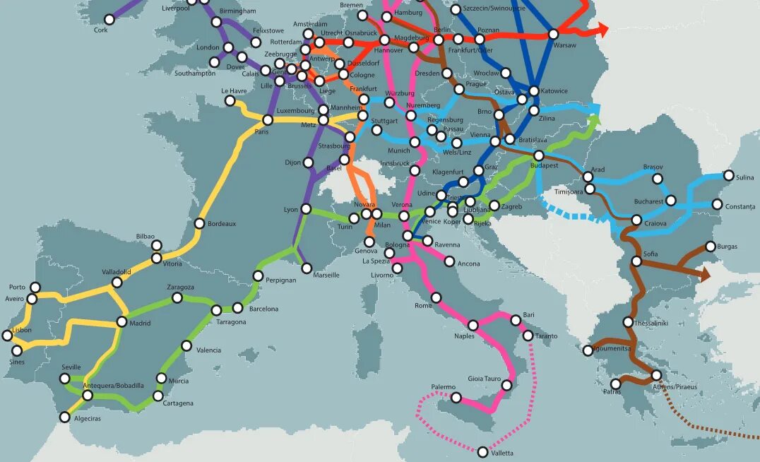 Железные дороги европейской части. Карта транспортных путей Европы. Основные транспортные магистрали Западной Европы. Главные транспортные магистрали зарубежной Европы на карте. Судоходные реки зарубежной Европы.