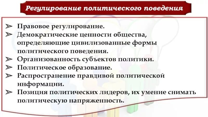 Политическое поведение тест 11. Регулирование политического поведения. Способы регулирования политического поведения. Методы регулирования политического поведения. Формы регулирования политического поведения.