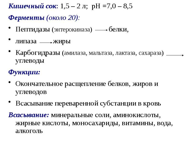 Состав ферментов желудочного. Кишечный сок ферменты особенности. Кишечный сок основные ферменты и их функции. Функции ферментов кишечного сока. Ферменты кишечного сока и их функции.