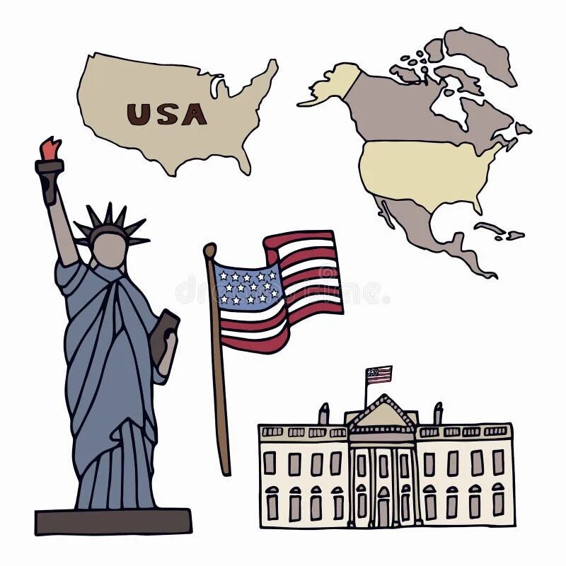 Слова связанные с америкой. Америка рисунок. Неофициальные символы США. США иллюстрация. Символы Северной Америки.